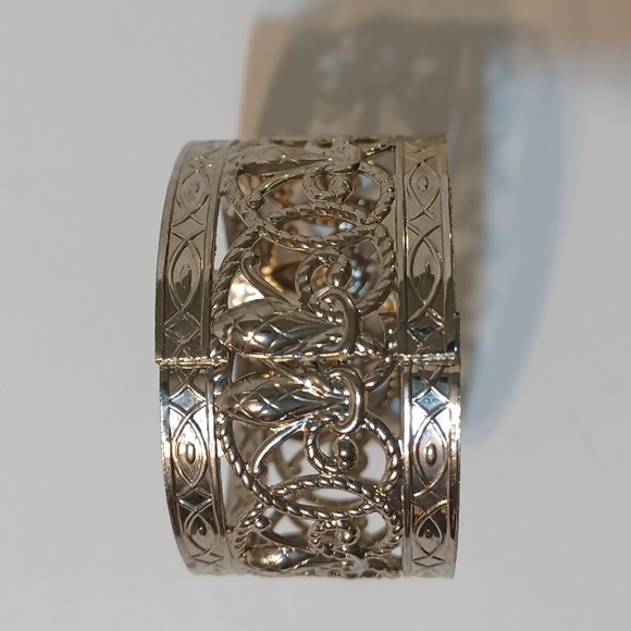 Vintage Kemp and Beatley Fleur Delis Filigree Napkin Ring Set of 6 L@@K! - Picture 3 of 12